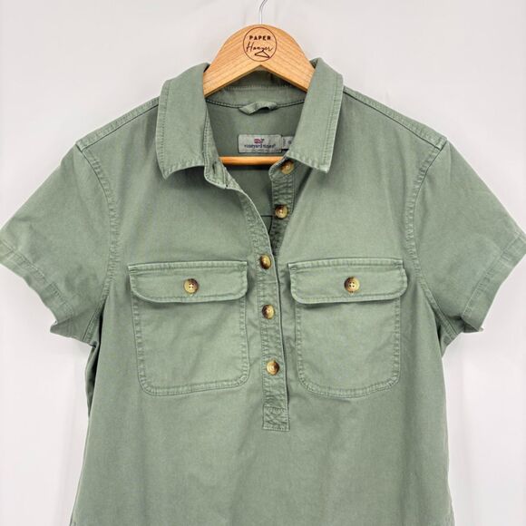 Vineyard Vines Stretch Utility Short-Sleeve Shirt Dress, Sz 10, Coastal Mini - Picture 3 of 8